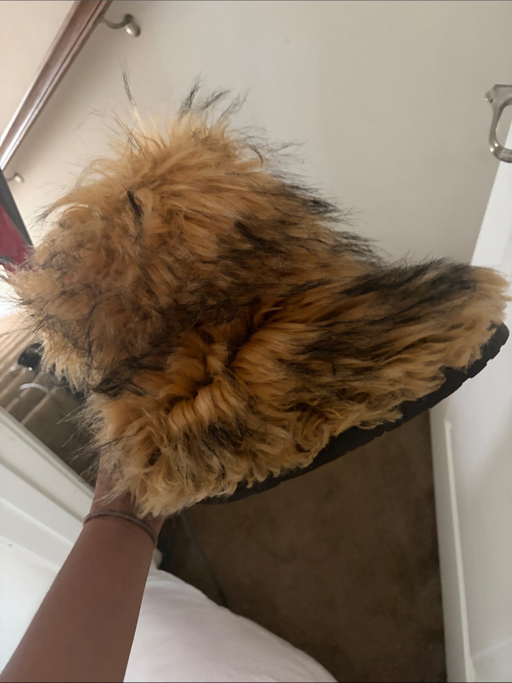 Faux Fur Winter Hat - Golden Brown